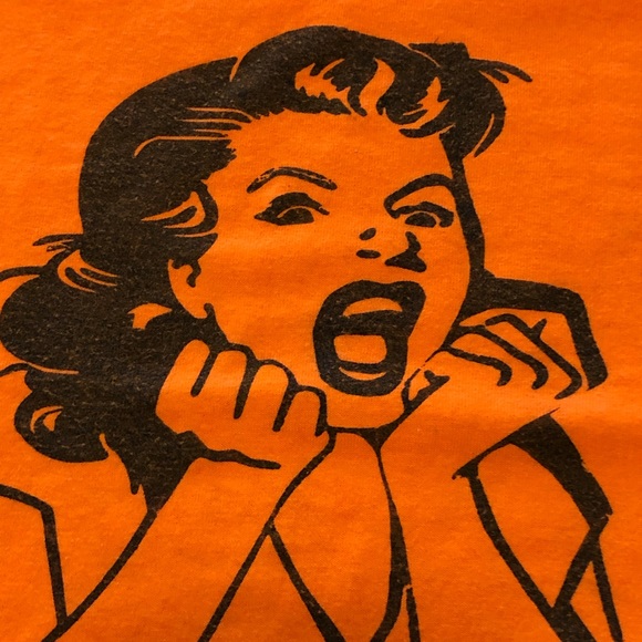 Vintage, Retro Style Momster T-Shirt, Orange & Black Gildan Dry Blend SZ M - Picture 2 of 5